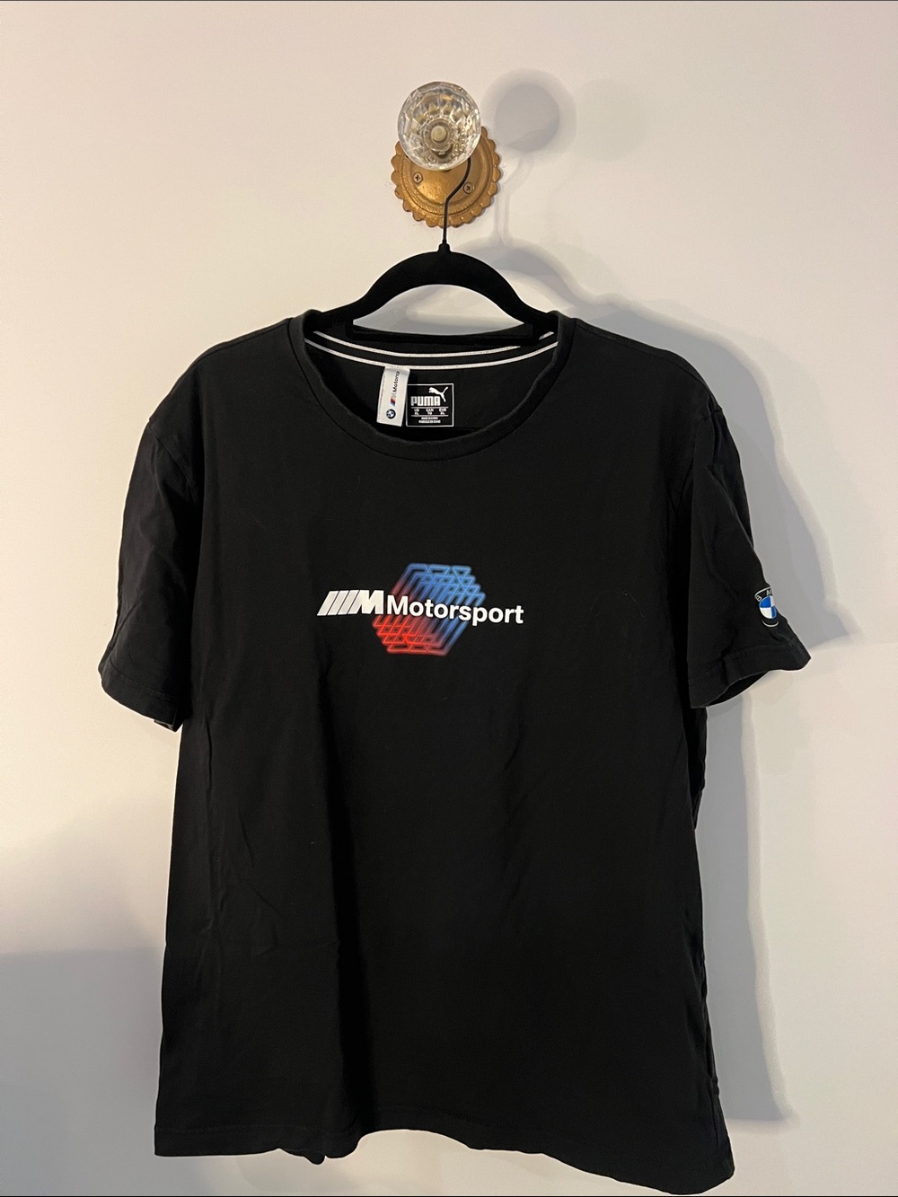Puma Black BMW M Motorsport Tee with Blue & Red Accent